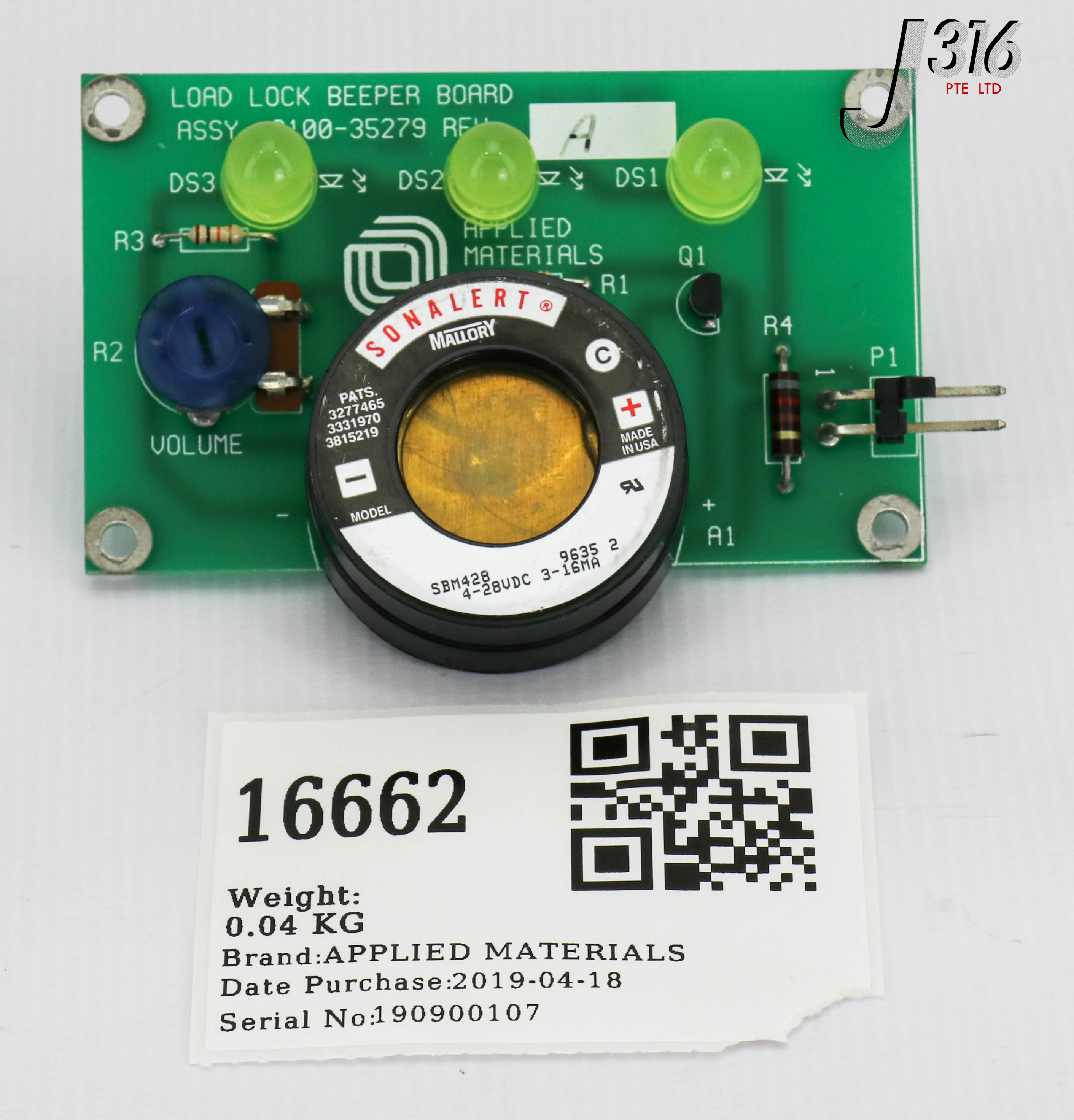 16662 APPLIED MATERIALS PCB ASSY, LOAD LOCK BEEPER 0100-35279 | eBay